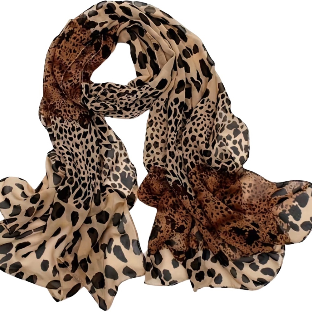 Leopard Print Sheer Summer Scarf Wrap Coverup